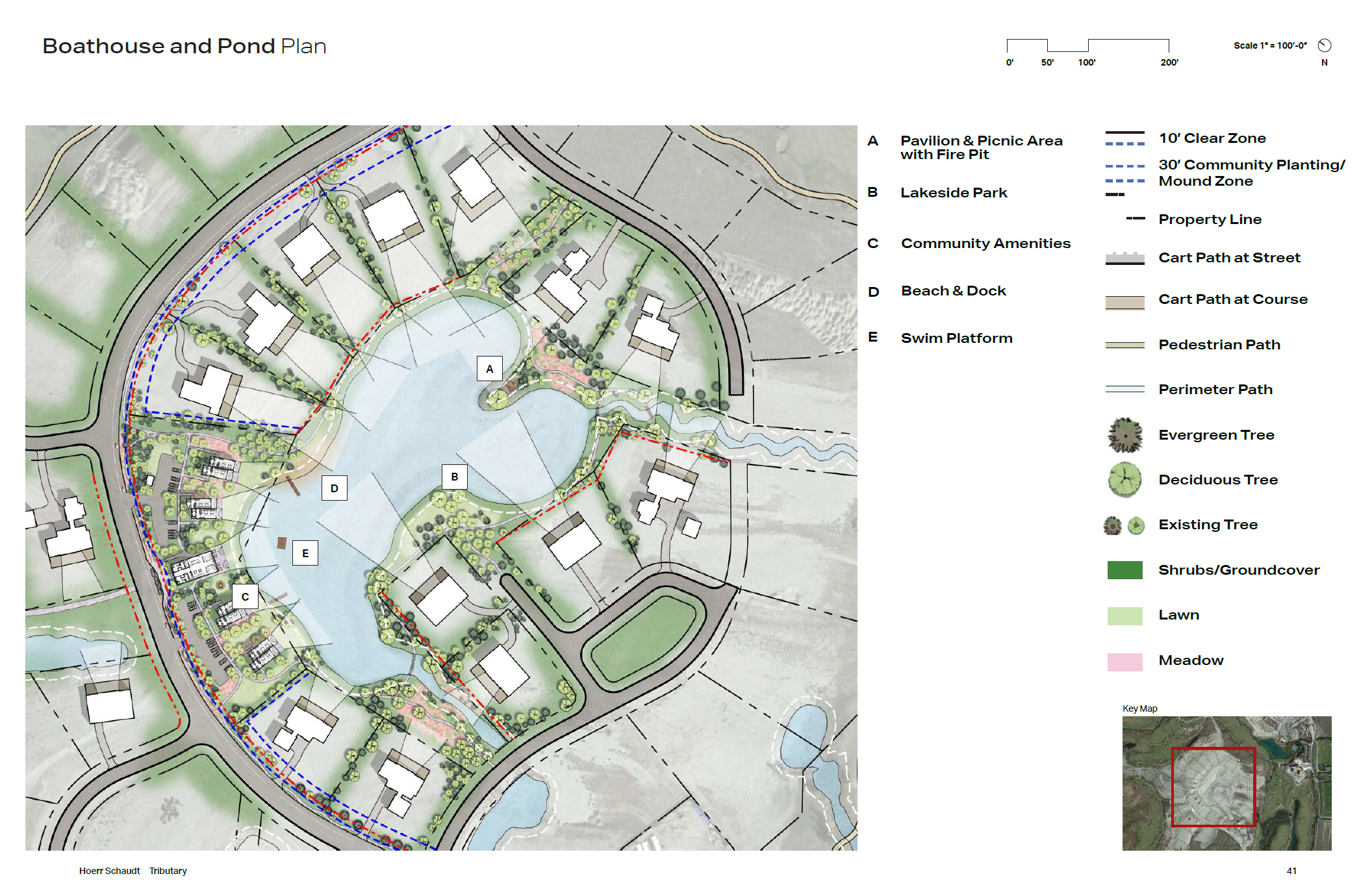 Tributary — Boathouse and pond plan