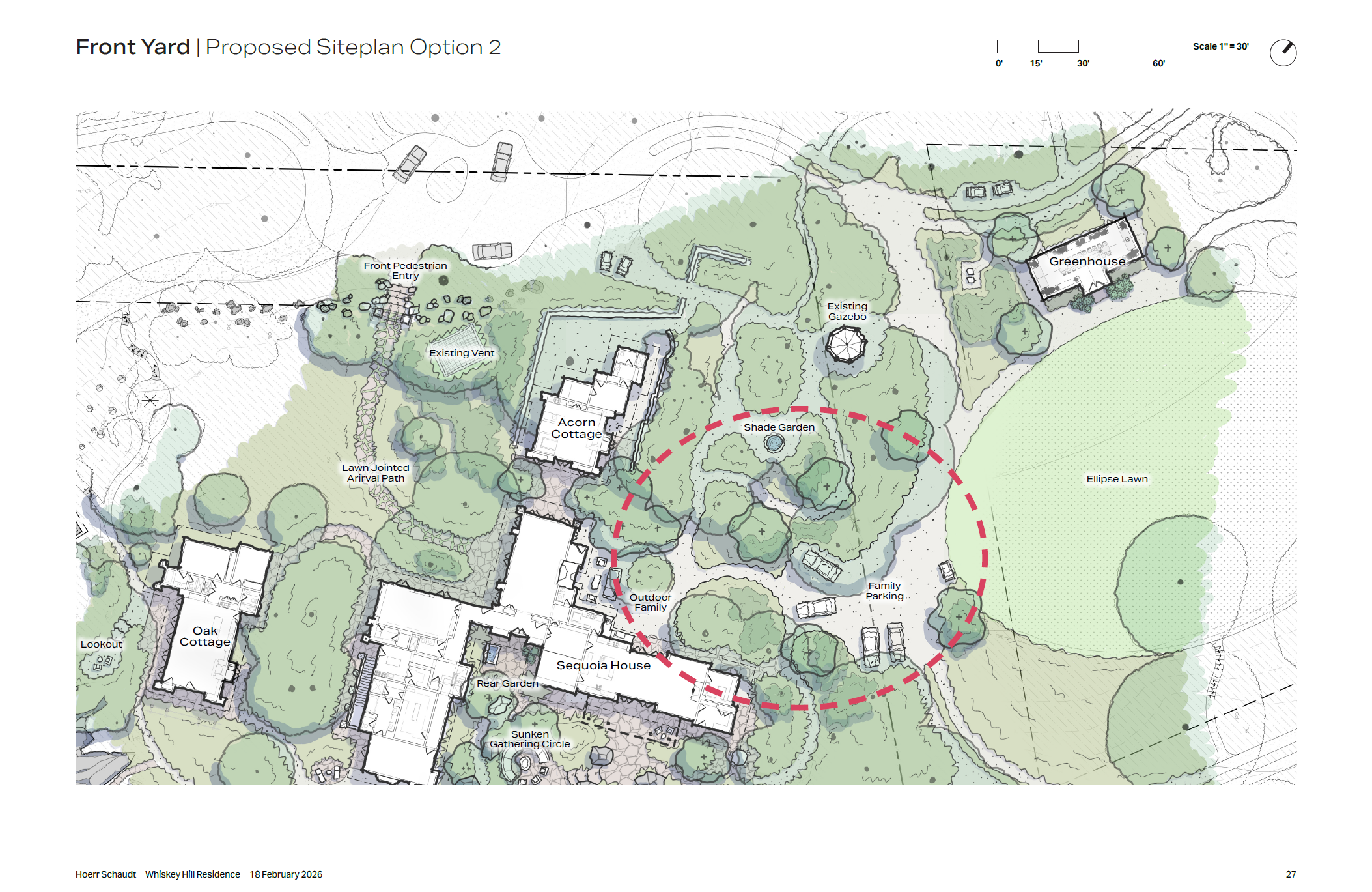 Oak Sanctuary — Front yard proposed siteplan — option 2
