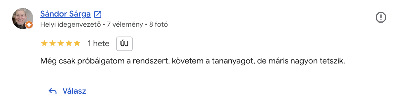 Sándor Sárga Google-értékelése