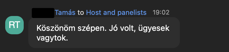 Tamás visszajelzése