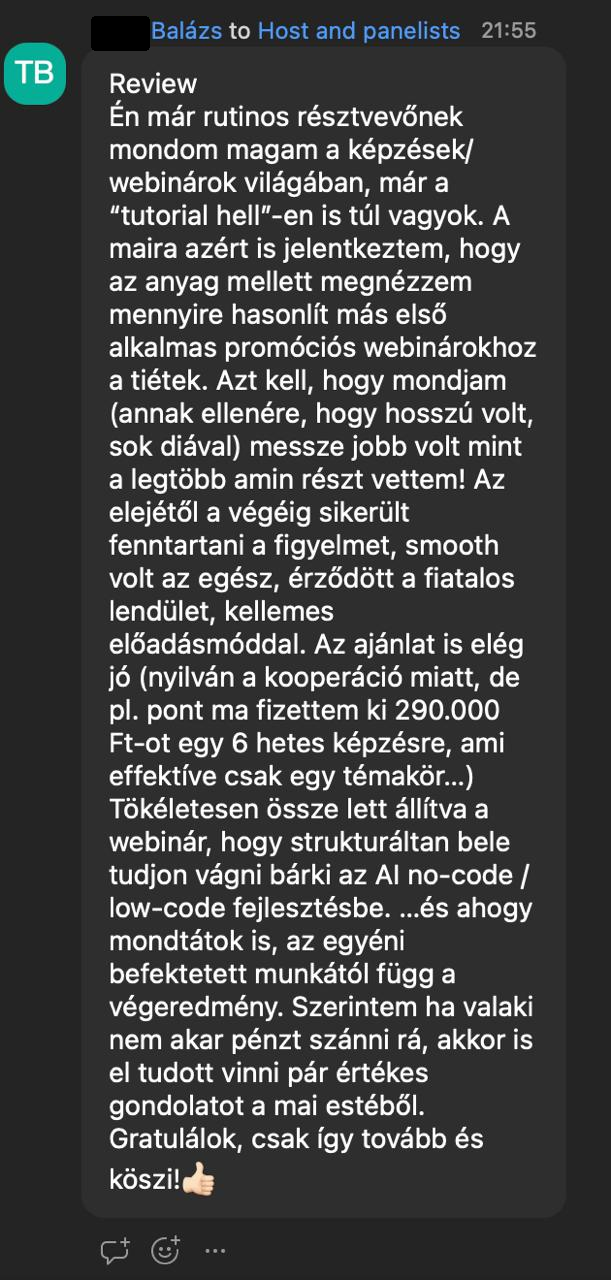 Balázs visszajelzése
