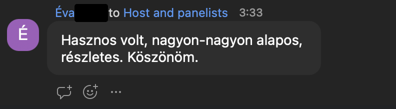 Éva visszajelzése