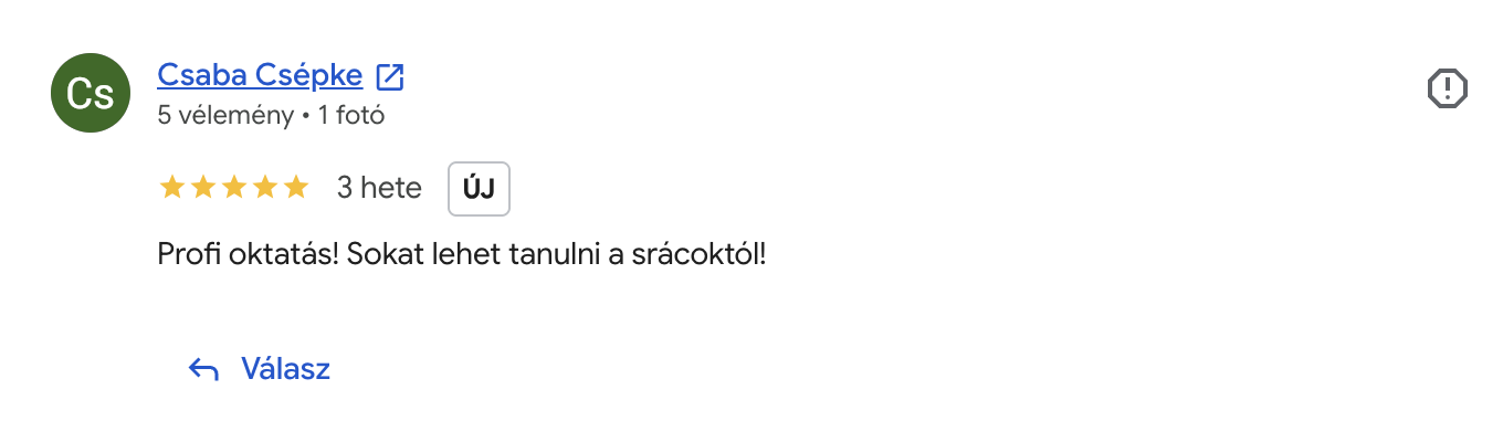 Csaba Csépke Google-értékelése