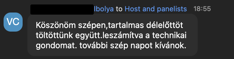 Ibolya visszajelzése