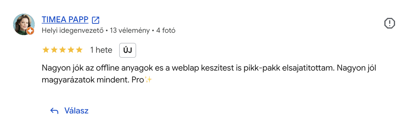 Timea Papp Google-értékelése