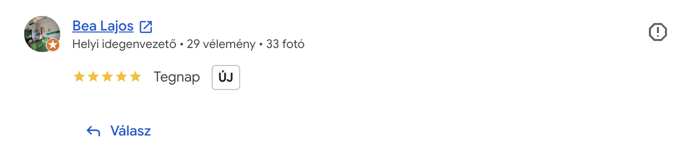 Bea Lajos Google-értékelése
