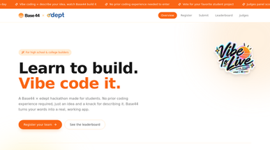 Vibe to Live - Student Hackathon Website Easy Setup  template preview