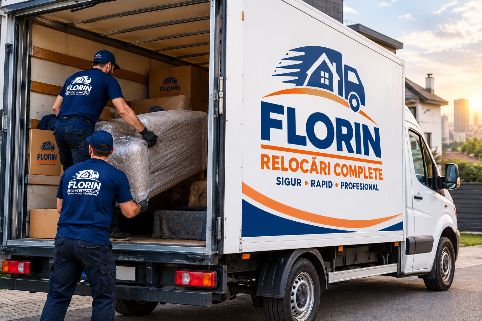 Camion de transport pe autostradă la apus