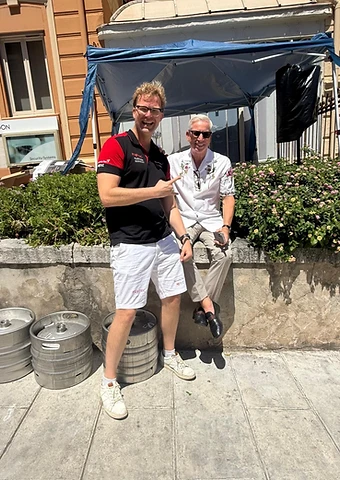 Two guests sharing a joke on the Riviera