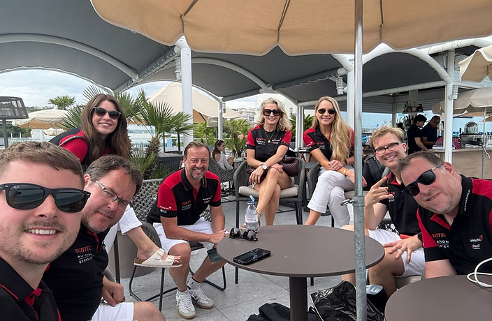 Berkeley Red staff hosting on a Miami terrace