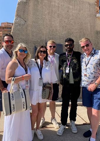 Rob Beckett and Romesh Ranganathan with Berkeley Red guests at the Monaco Grand Prix