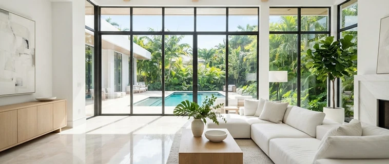 A pristine, sunlit South Florida home interior cared for by NCS Home Cleaning