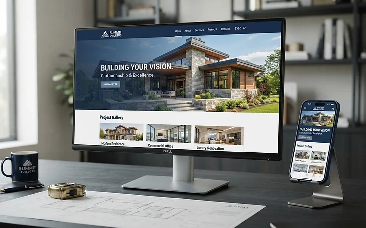 Custom website design for a Hudson Valley service business, displayed on desktop and mobile by Triple M Media