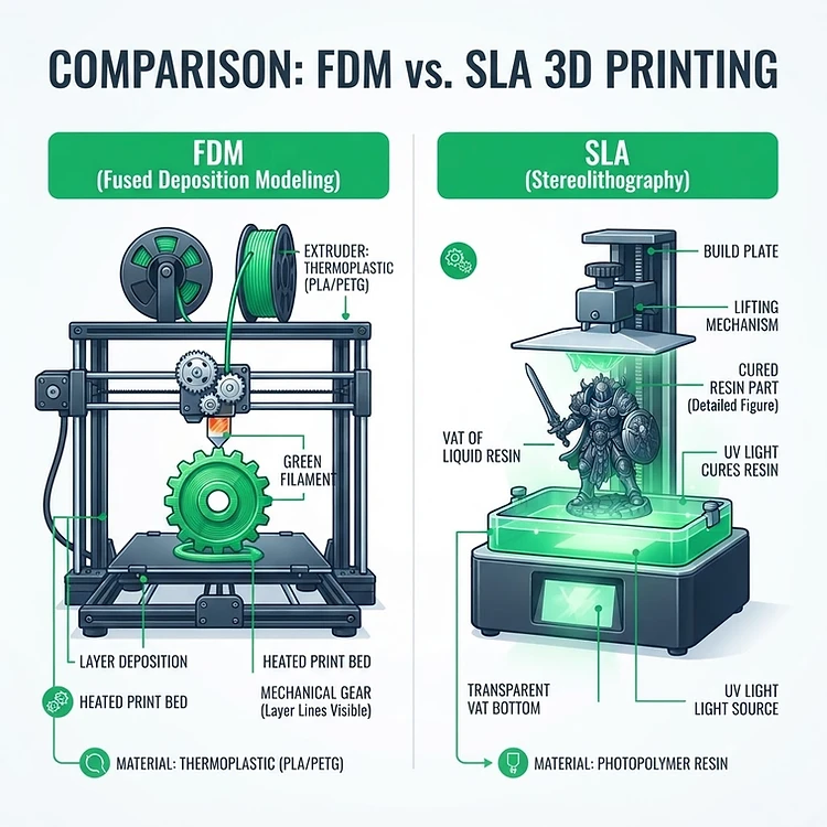 FDM versus Resin 3D-printen vergeleken — Meine3D