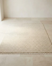 Illustrative ivory and sand beige textured carpet