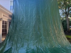 Eave-to-Ground Tarp Barrier