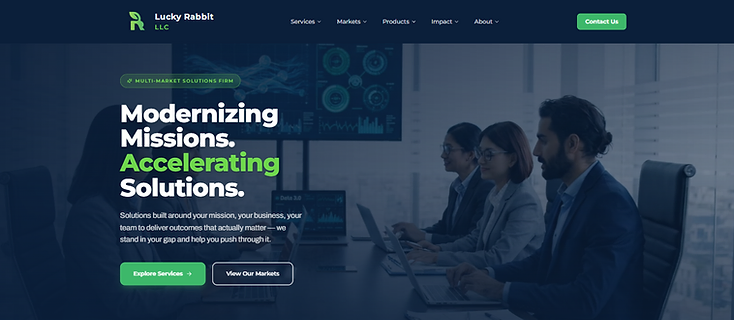 Lucky Rabbit homepage — before and after