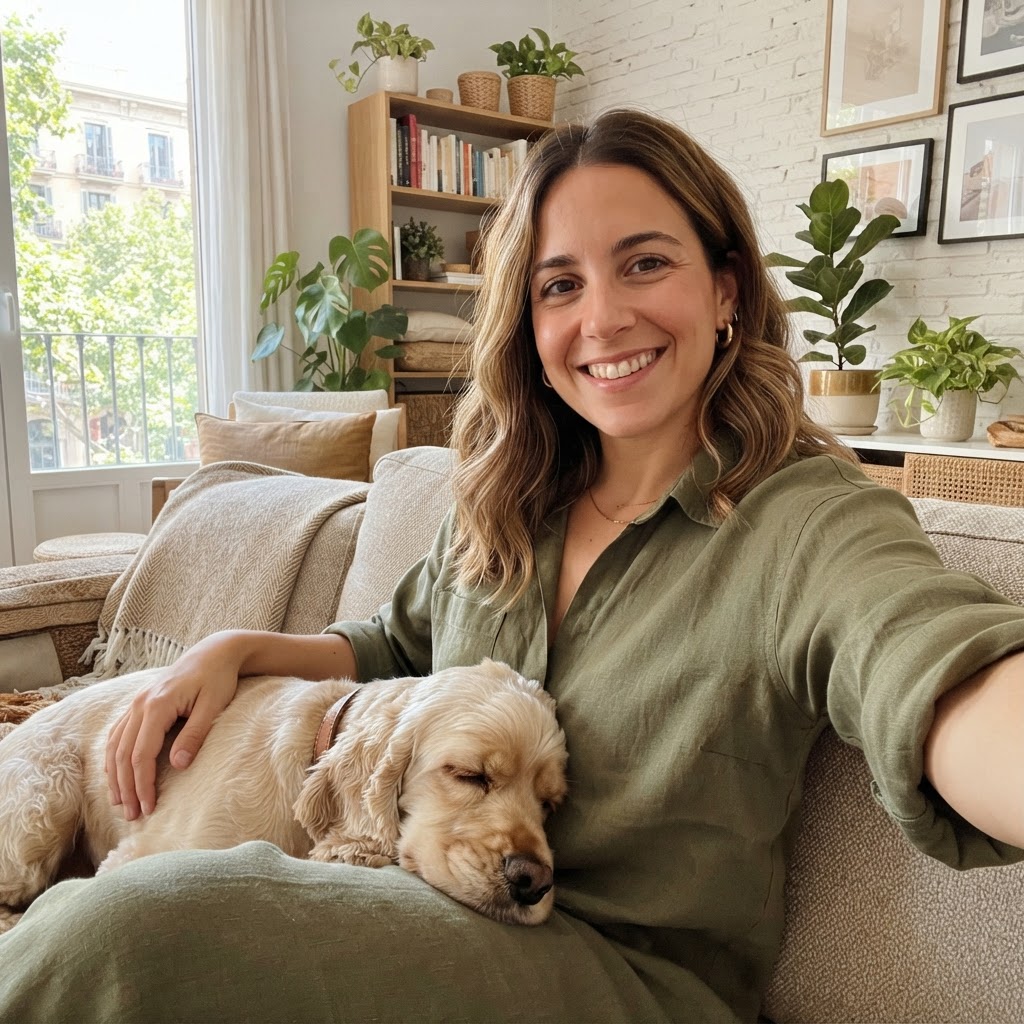 Marta y su perro en Barcelona