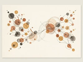 Warm abstract editorial illustration with organic branching forms on ivory paper