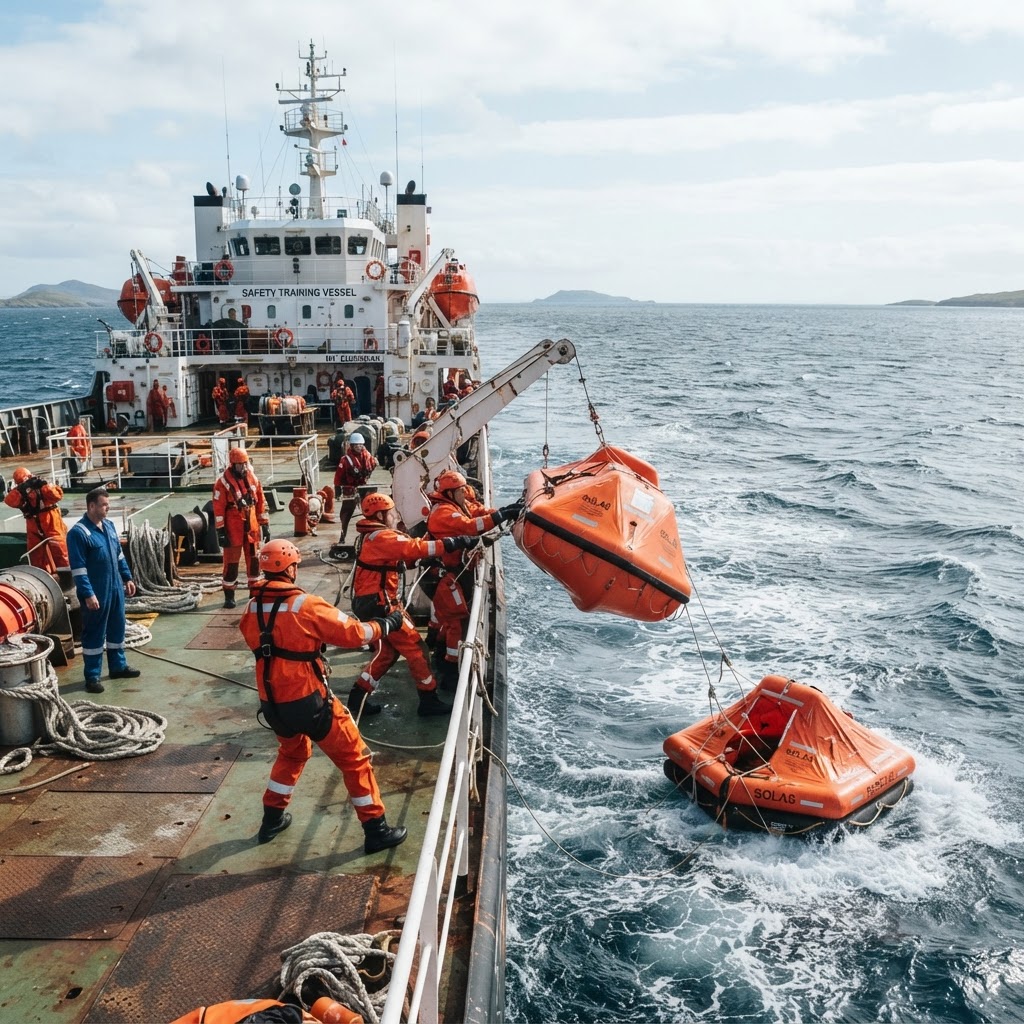 Life raft launch drill