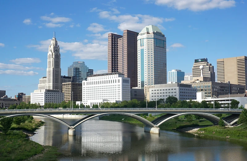 Downtown Columbus, Ohio skyline across the Scioto River