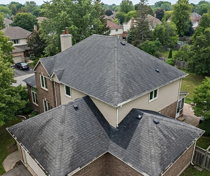 Sacramento roof after shingle-safe soft-wash algae removal