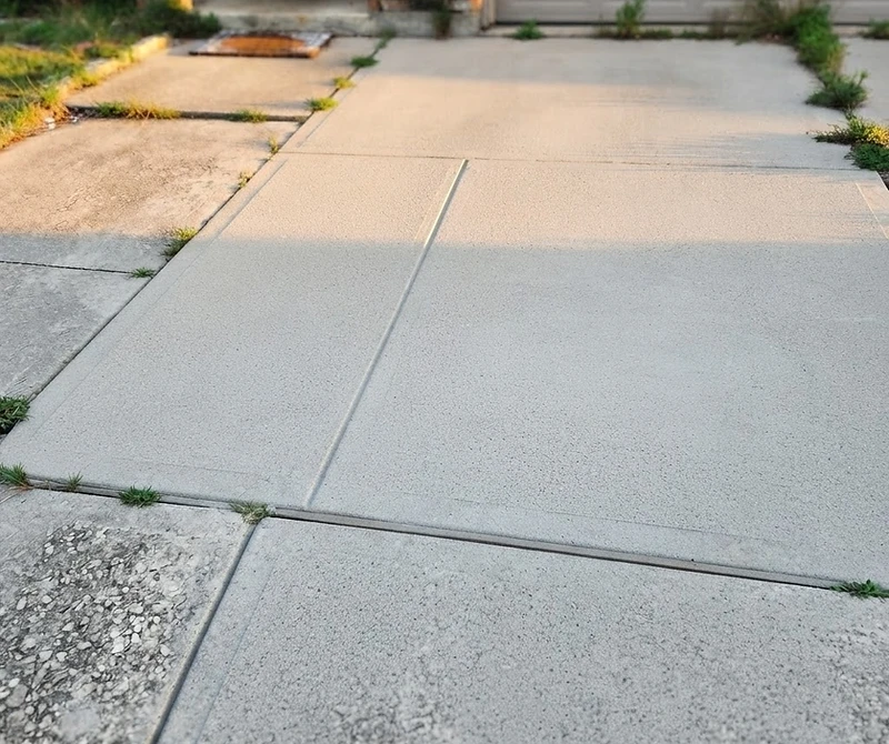 Restored concrete driveway in Sacramento after deep cleaning