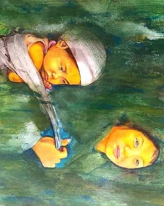 Madre con niño, acrílico, 2024