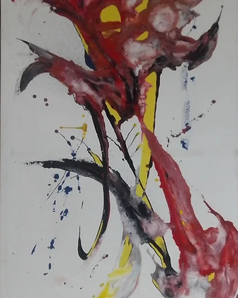 Formas en rojo, acrílico, 2024