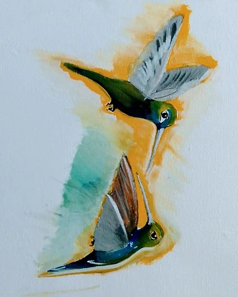 Dos colibríes, acrílico, 2025