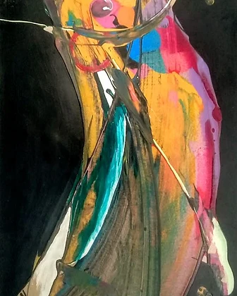 Composición abstracta oscura, acrílico, 2025