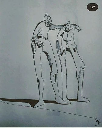 Dos figuras, mixta, 2024