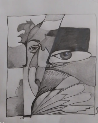 Retrato cubista, lápiz, 2024