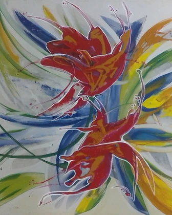 Flores abstractas, acrílico, 2024
