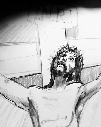 Cristo en la cruz, lápiz, 2025