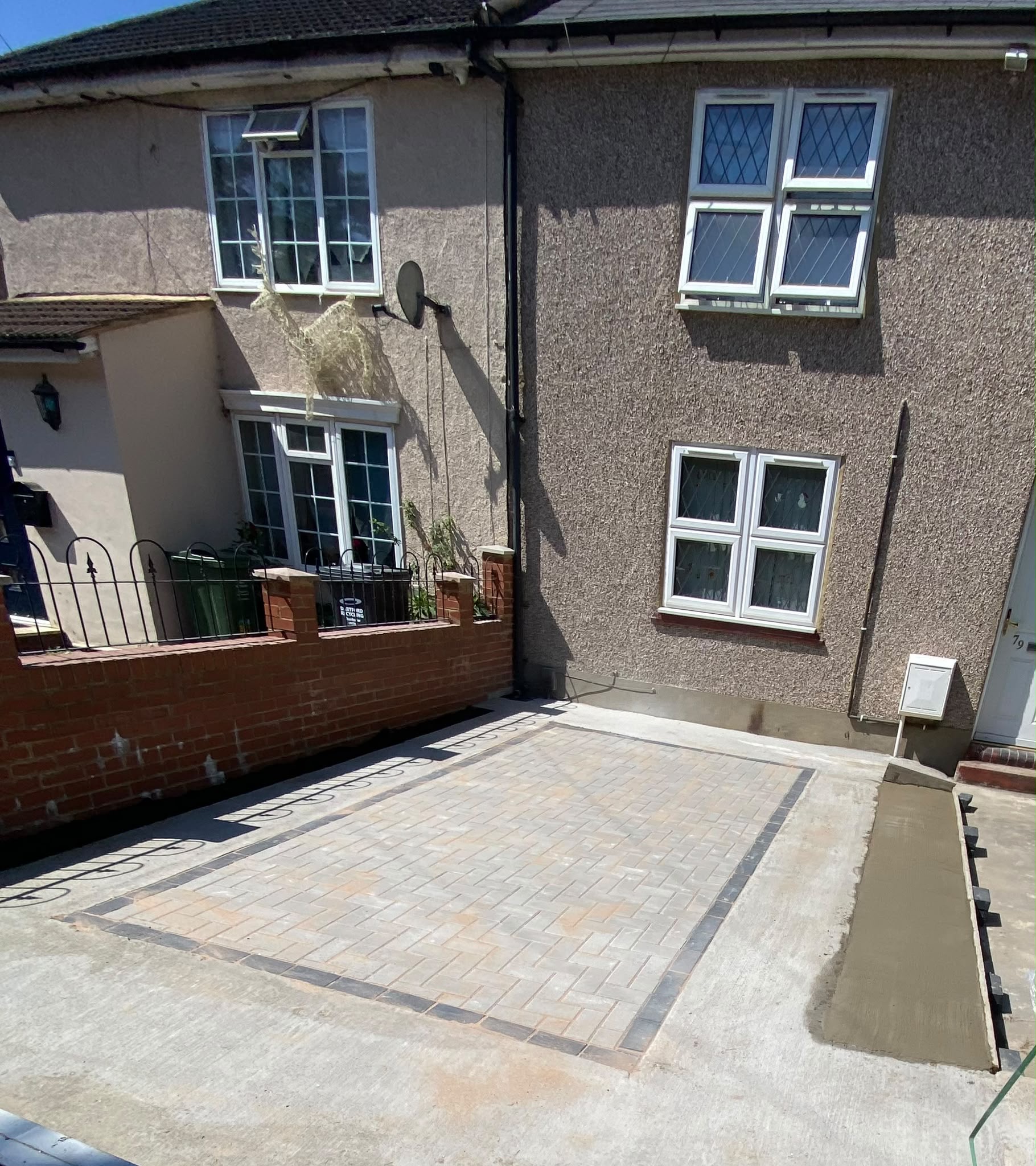 RTA Groundworks team completing a block-paved driveway project in Kent
