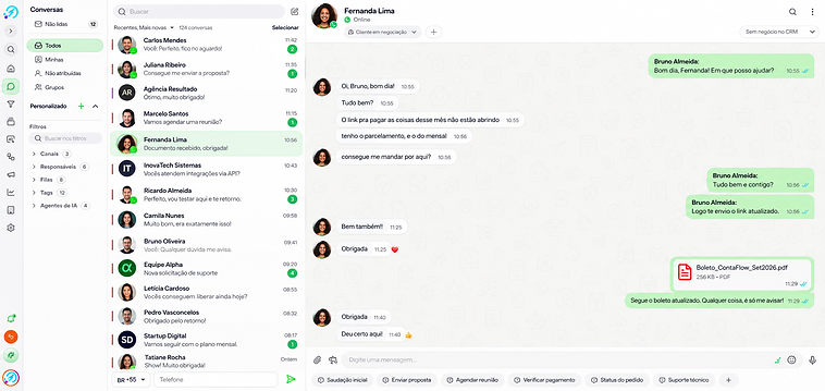 Centralize todas as conversas