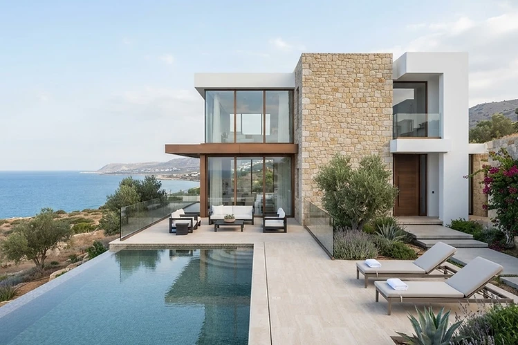 Contemporary villa with an infinity pool overlooking the sea