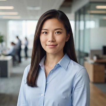AI-generated portrait representing Emily Tran, the SCGK New Mover Analyst (AI Analyst, not a real person)