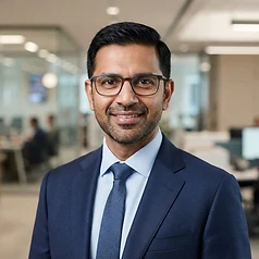 AI-generated portrait representing Raj Patel, the SCGK Financial Clarity Diagnostic Analyst (AI Analyst, not a real person)