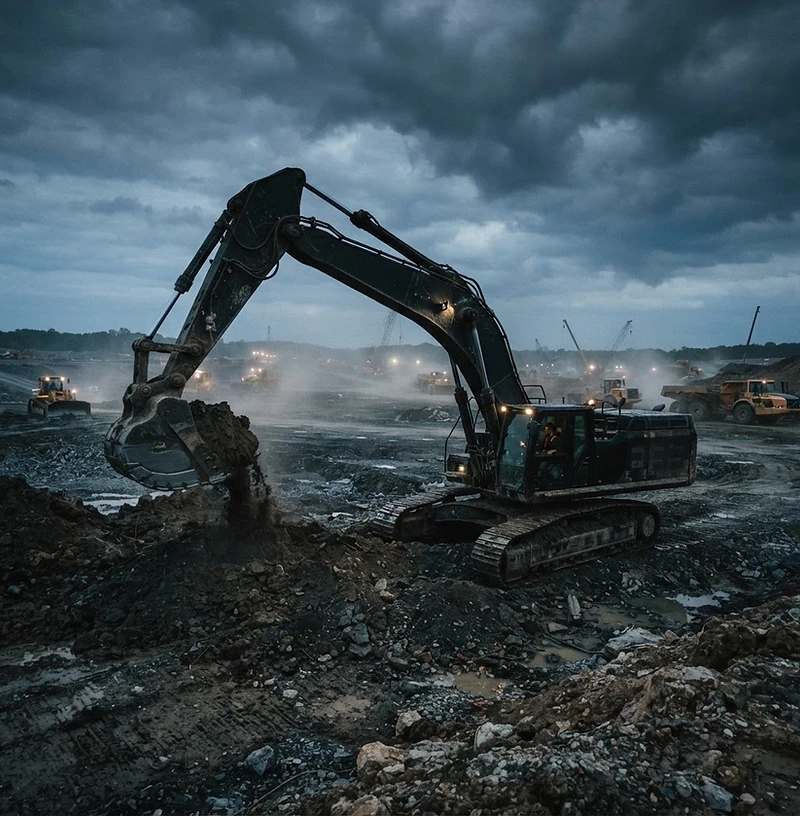 Heavy equipment at work