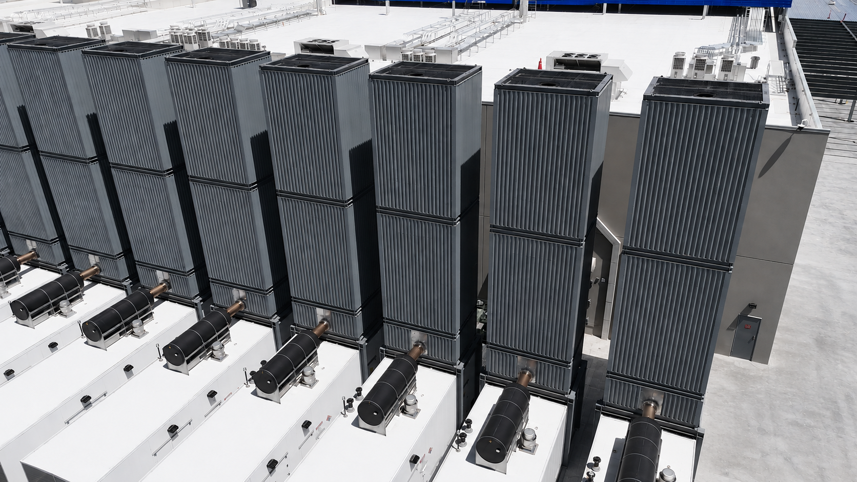RoXteel modular generator plenum towers installed on a rooftop