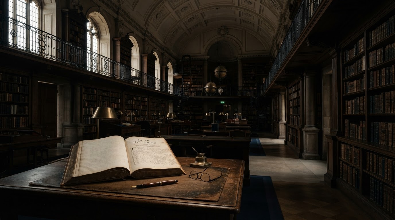 A grand university library interior
