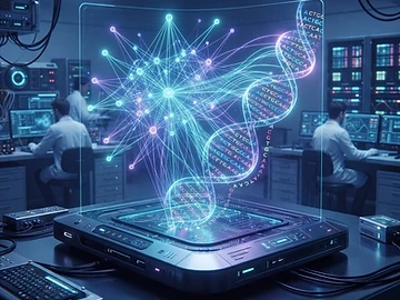 Representación de una red neuronal aplicada a la secuenciación genómica.