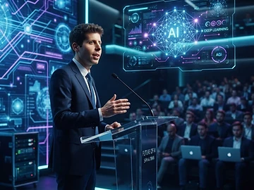 Sam Altman en una conferencia de prensa sobre el futuro de la inteligencia artificial.