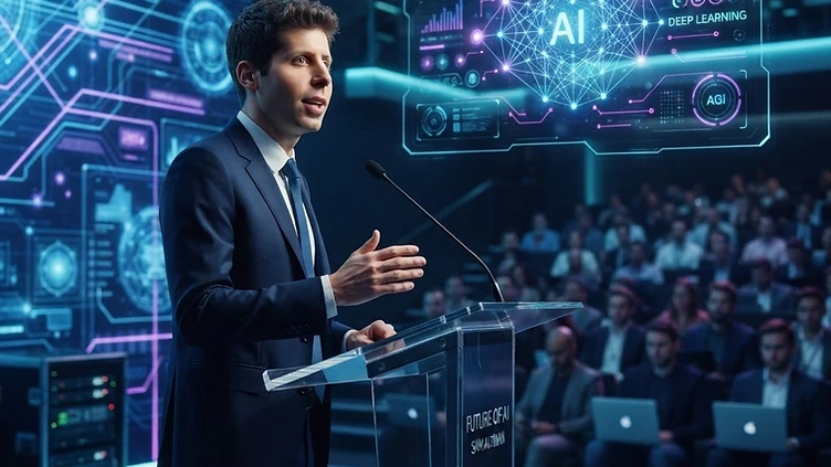 Sam Altman en una conferencia de prensa sobre el futuro de la inteligencia artificial.