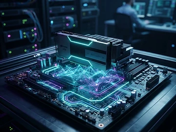 Procesador gráfico de Nvidia sobre una placa de circuito impreso.