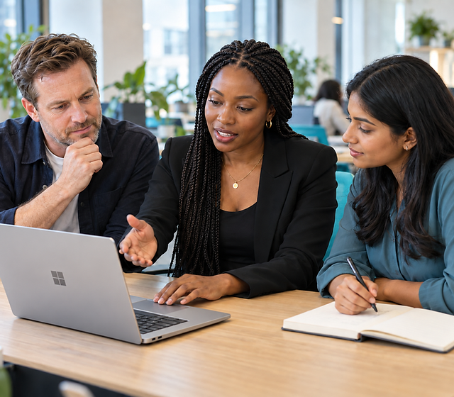 Microsoft Partner team meeting in a bright office