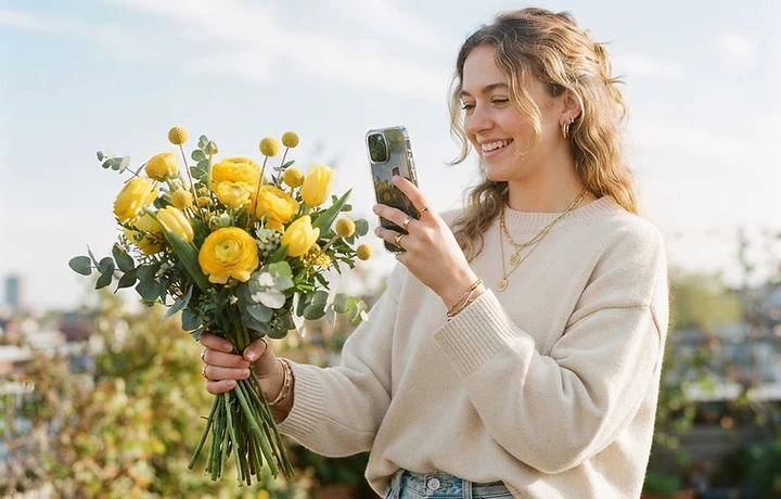 Creator holding yellow flowers