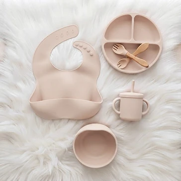 Set alimentaire silicone — Marron clair